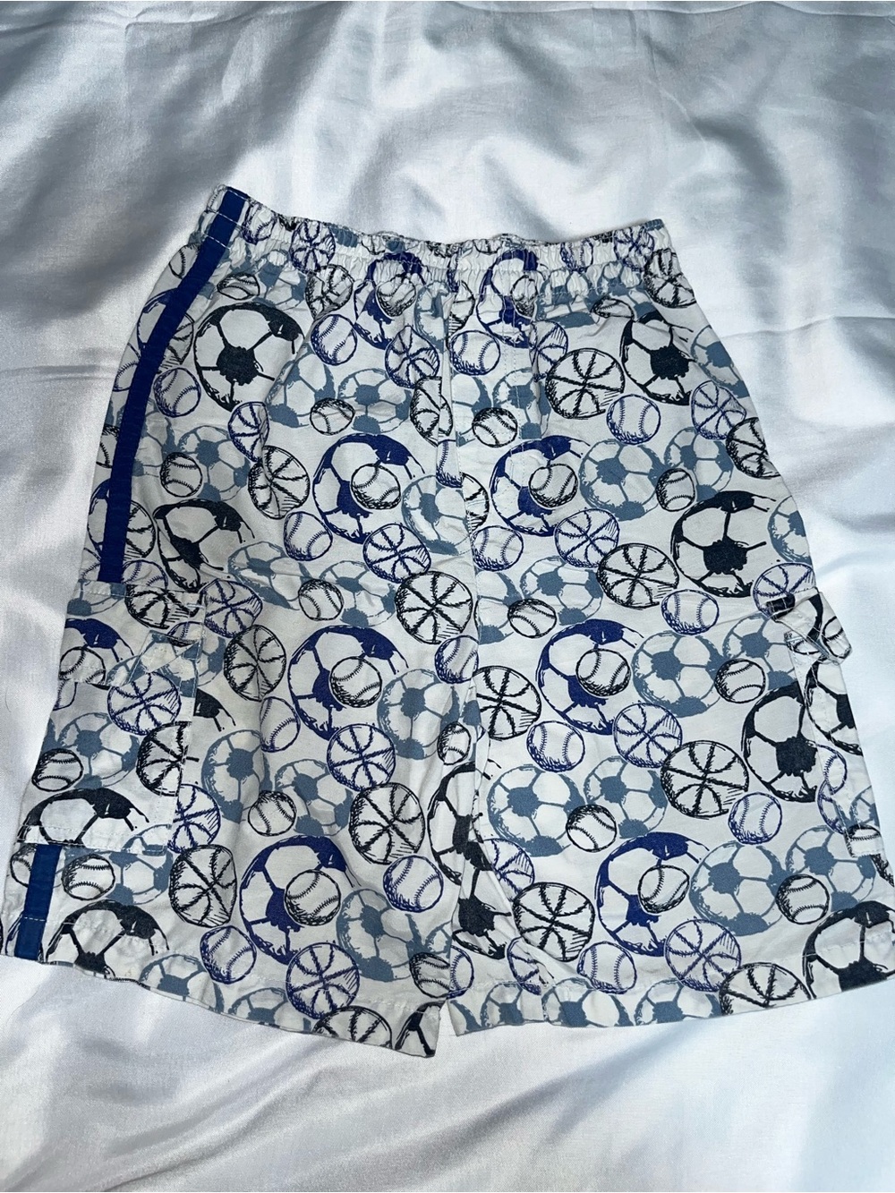 Vintage Faded Glory Boys 4T Blue Sports Ball Cargo Shorts Pockets‎ EUC